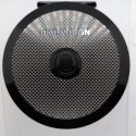 Custom fish scale engraving on an anodized aluminum fishing reel with existing brand name left visible.